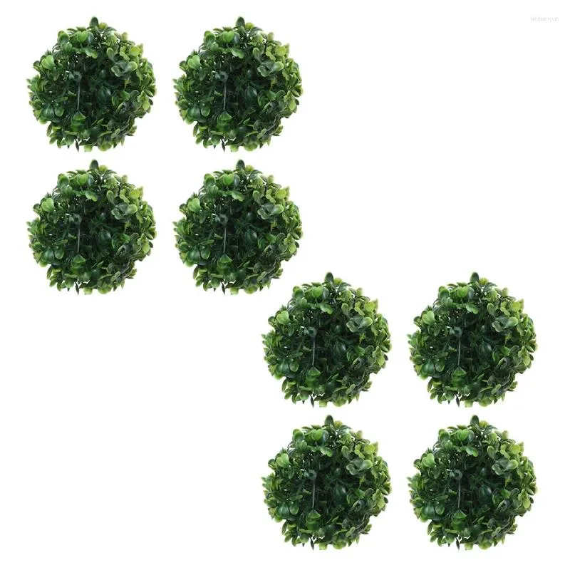 Decorative Flowers 8 Pcs Simulated Plastic Grass Ball Plant Decor Hanging Artificial Outdoor Bushes Decoration Simulation Faux Plants