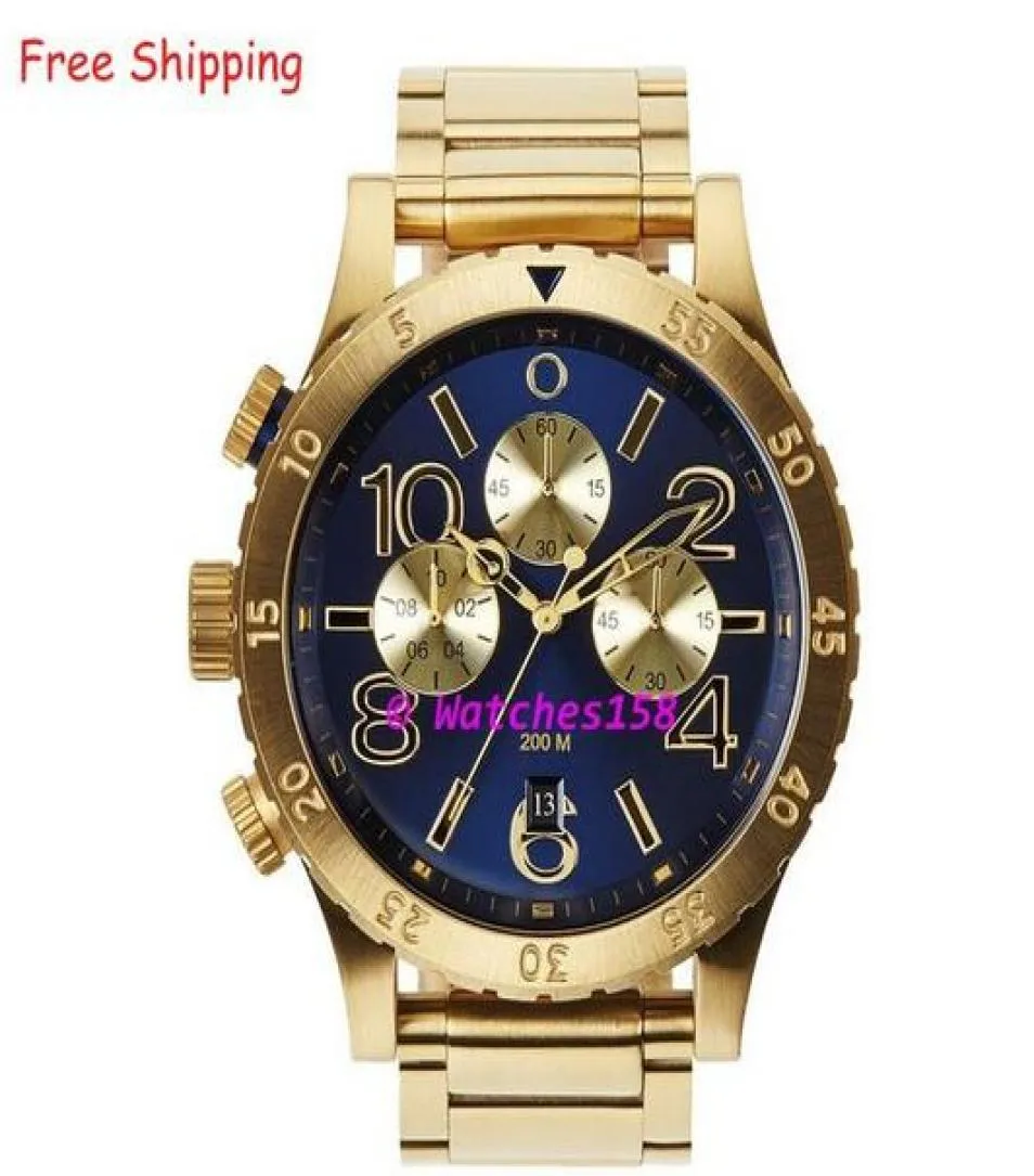 NX MEN039S A4861922 Quarz sieht das 4820 Chrono Blue Dial Gold Steel Band Chronograph A48619228482521 zu