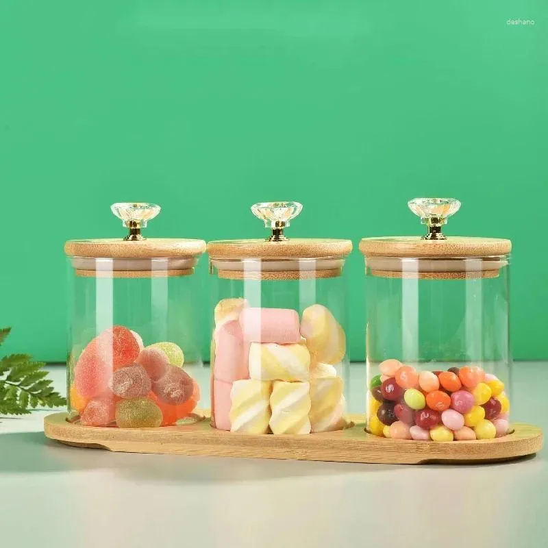 Förvaringsflaskor 3st Candy Jar Glass Fukt Proof Sealed Box Food Kitchen Multifunktionell kryddorflaska