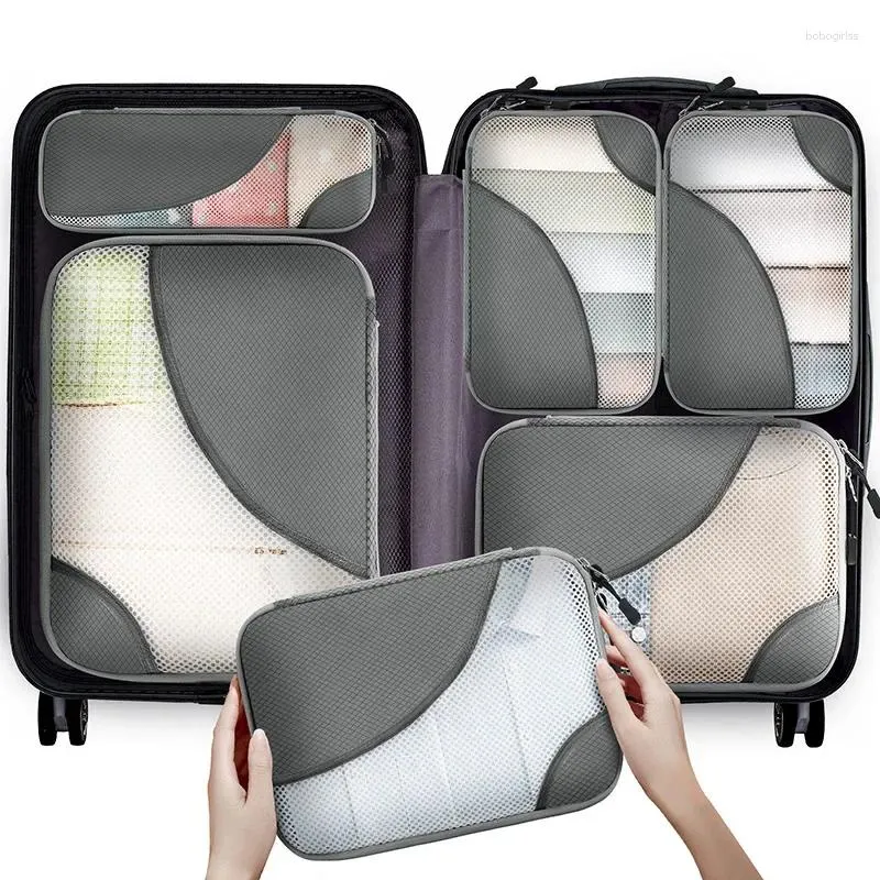 Sacos de armazenamento 6 cubos de embalagem para viagens O organizador essencial do organizador de malas carrega roupas de malas