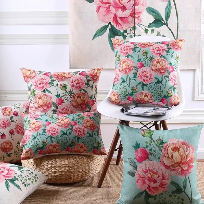 Pillow Wholesales Cover Country Style Shabby Chic Pink Peony Floral Home Decorative Case 45x45cm/30x50cm