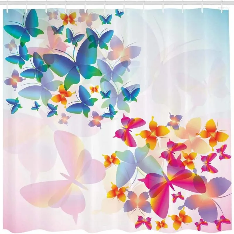 Занавески для душа мода красочная летающая бабочка графическая печать сверхъестественная домашняя водонепроницаемая ткань украшение ванной комнаты