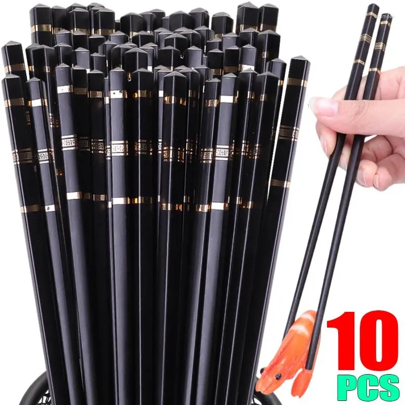 Chopsticks 10/2PCS Reusable Sushi Chinese Korean Non-slip Alloy Chop Sticks Kitchen Tableware Cutlery Set Accessorie