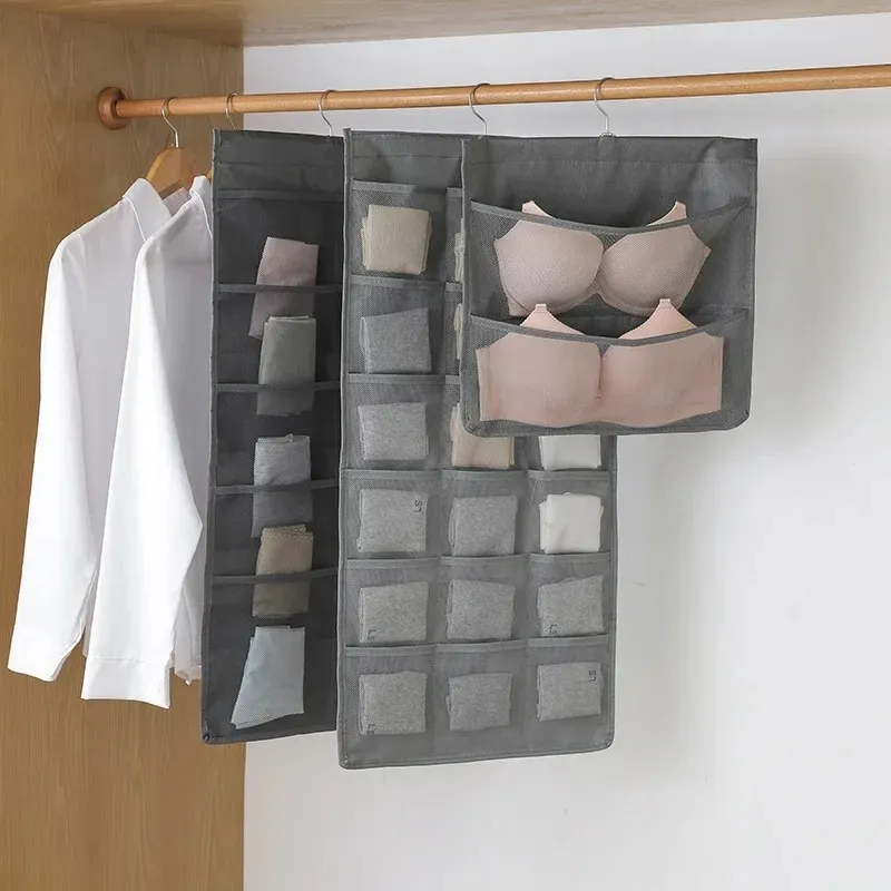 Doppelseitige Maschengarderobe Aufbewahrung Organisatoren für Unterwäsche BH Socken Krawattenklumpen Kleidung Rack Rack Hanger