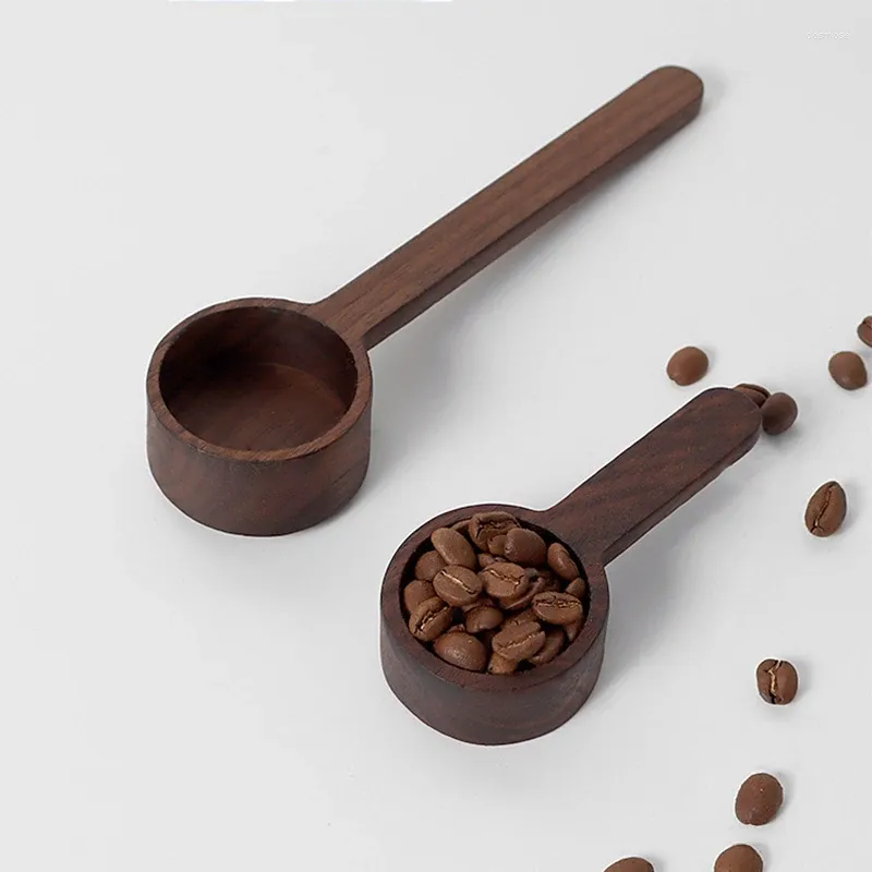 Kawa miarki mierzące łyżkę orzecha włoskiego litego drewna w stylu vintage gospodarstwo domowe duże długie podtrzymanie buk podchania