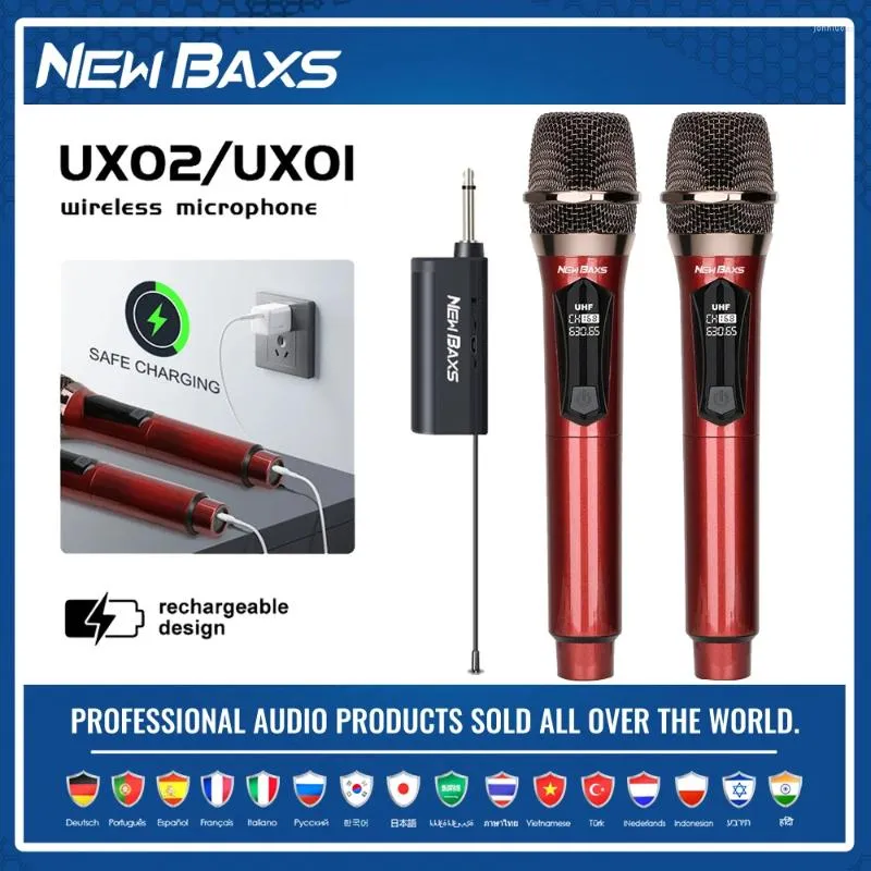 Mikrofonlar UHF Professional 2 Kanallar Kablosuz Mikrofon Elde Taşınan Dinamik Karaoke Parti Sahne Performans Mikrofonu Ev için KTV