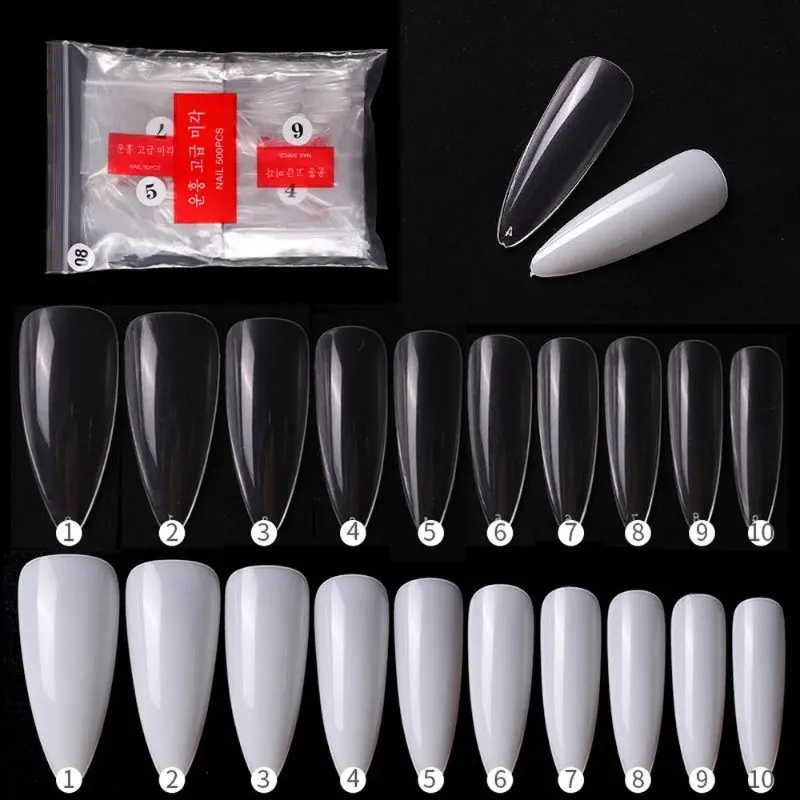 2024 500 PCS Professionele Clear Ballet Water Drop False Nail Tips Volledig deksel Press op nagel kunstmatige vingernagels voor vrouwen professional