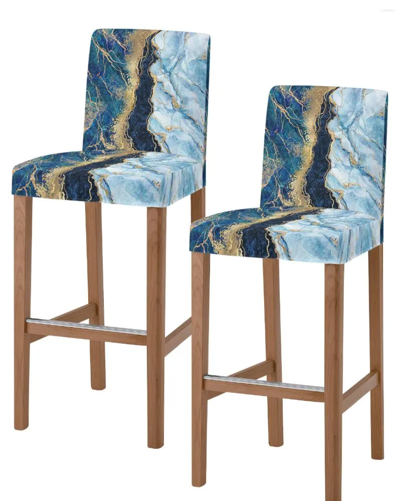 Stol täcker abstrakt bakgrund blå marmor barstol café kontorslipcovers avtagbart sittskydd för pubkök