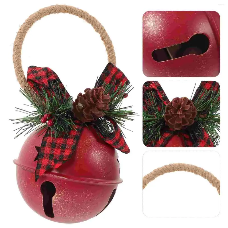 Figurines décoratines Bells de Noël Hangle de porte rustique étoile cloche avec pine arc un baies vintage Pendant Ornements suspendus pour les vacances de Noël