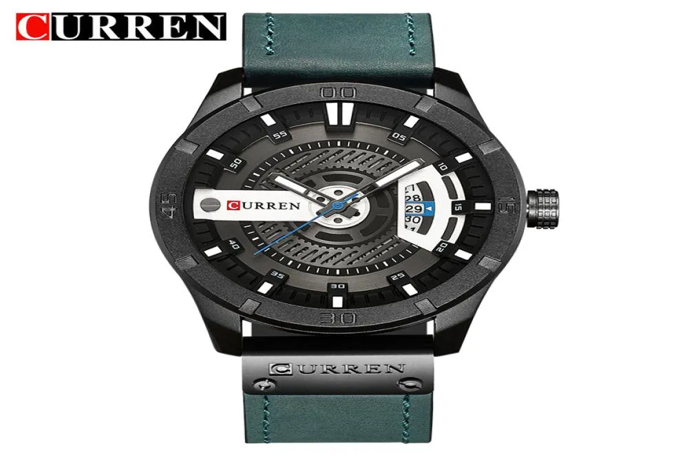 Nya ankomster Fashion Designers Curren Carian 8301 Casual Fashion Quartz Mens Watch Date Week Watch Waterproof Belt Watch 9286376