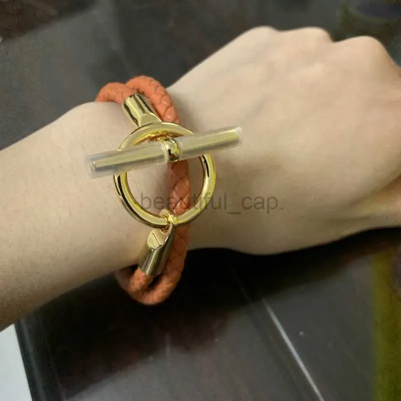 12a Mirror Quality Designer Bracelet Femmes Bangle Love Love Double Layer Cuir Plié Cowed Bracelet Rainbow Rainbow Copper Magné de boucle magnétique Copper