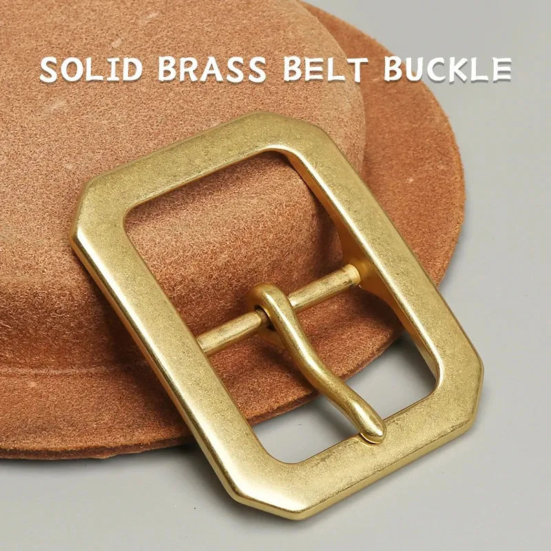 Solid Brass Metal Belt Buckle 40mm Casual Jeans Accessorie Stainless Steel Single Pin Half 240401