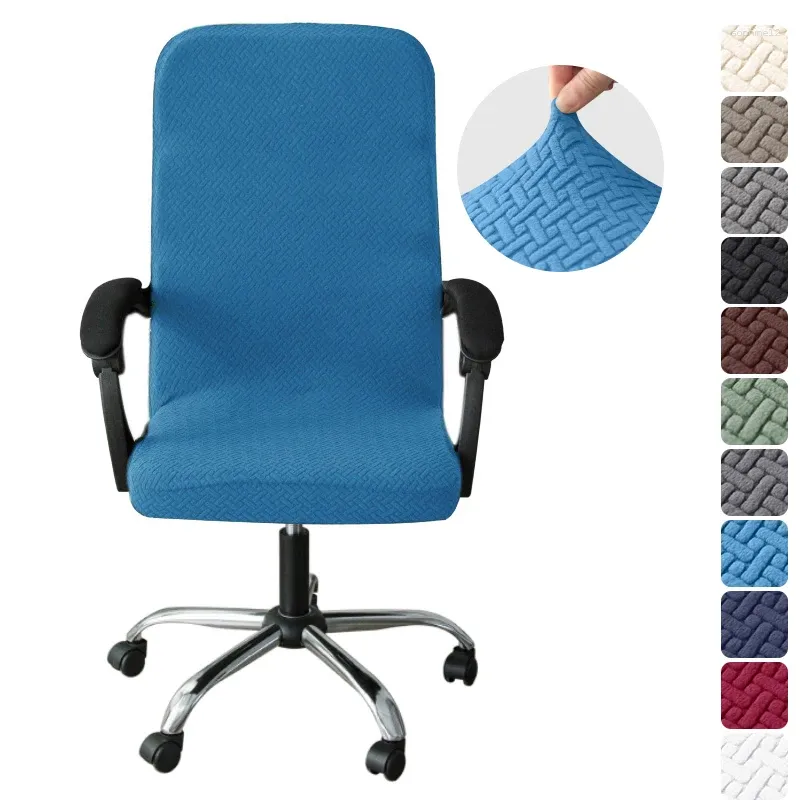 Stol täcker Jacquard Stretch Office Computer Cover Dust-Proof Elastic Gaming Chairs Slipcover Soild Color Rotatable fåtöljskydd