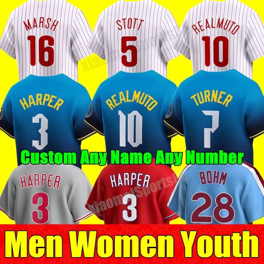 Custom S-4XL 2024 City Connect Men Men Men Youth Baseball Jerseys Bryce Harpe Trea Turen