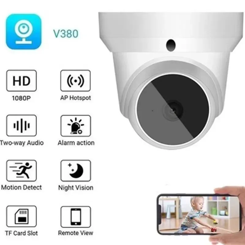 Kameror V380 Pro App Auto Tracking Mini Security Network Camera WiFi Surveillance Buildin Antenna IP Night Vision CCTV CAMERA