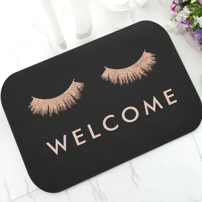 Carpets Fashion Rose Gold Eyelash Welcome Mat à chambre couloir du couloir des tapis de sol d'entrée pour le salon