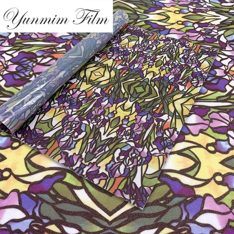 Vensterstickers yunmim iris stijl decoratieve wandelektrostatische film schuifdeur kleursticker gebrandschilderd glas