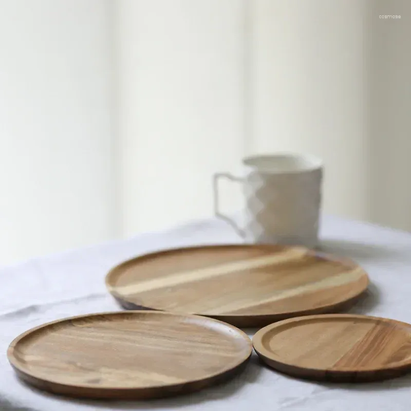 Teller Runde Tablett für Holzplatten Obst Schüssel Massivholz Snack Schale Servinggeschirr Trocken Küche Essbar