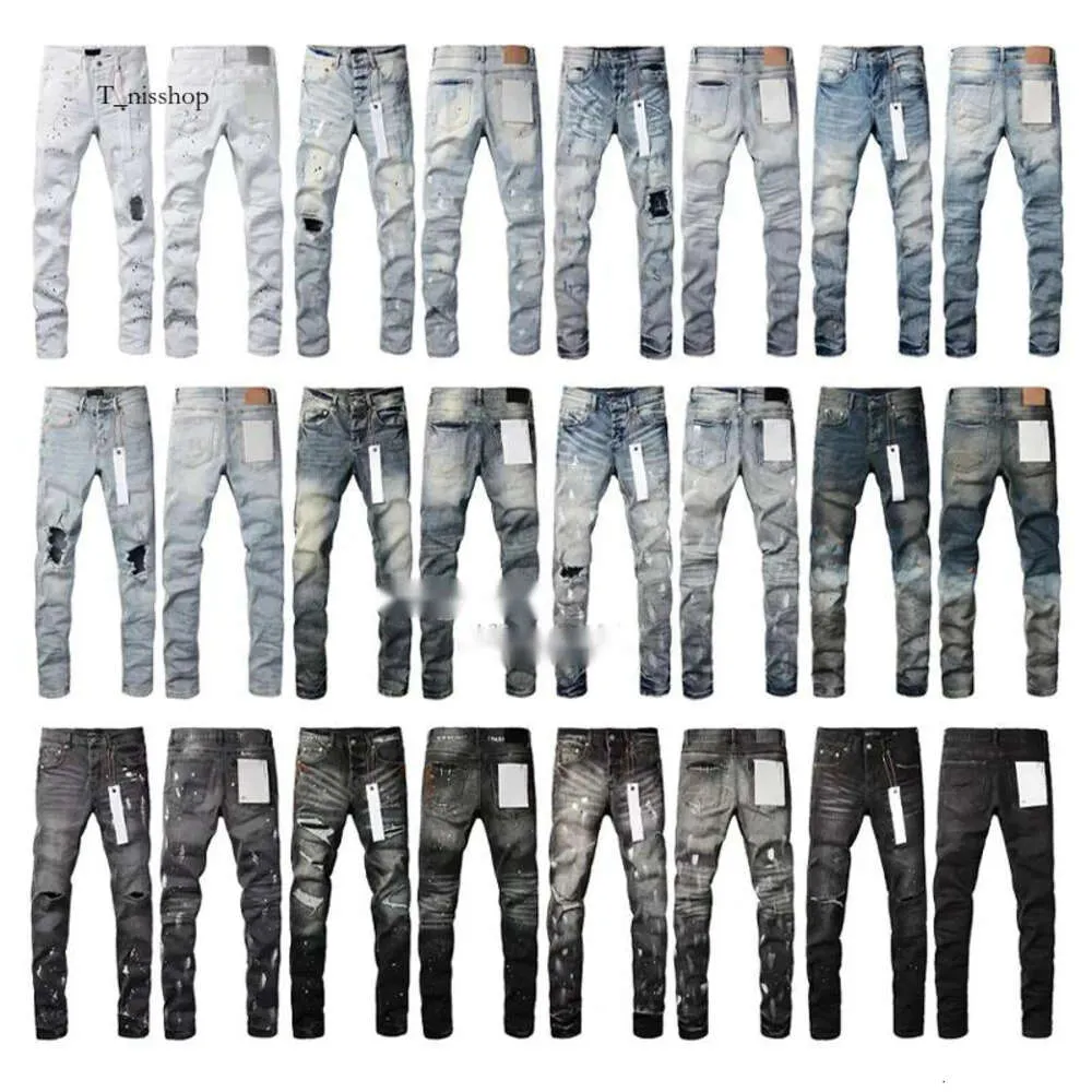 Designer heren paarse jeans voor heren denim broek mode dames paarse merk trends verontruste zwart gescheurde motorrijder slanke fit motorfiets zweetbroeken 884