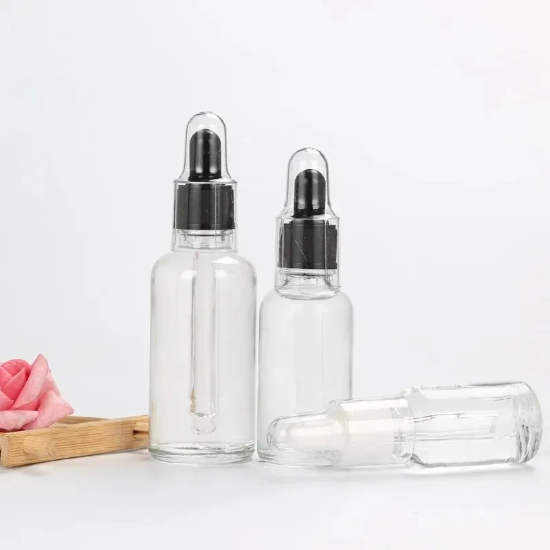 2024 5-50 ml buizen transparante druppelaar glazen aromatherapie vloeistof voor essentiële massageoliepipet bijvulbare flessen voor hervulbare glazen flessen