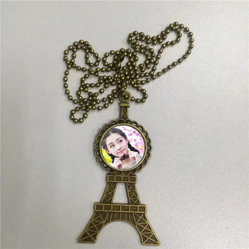 Pendant Necklaces Blank Sublimation Necklace For Women Men Heat Transfer Vintage Retro Iron Tower Customizable Diy Jewelry