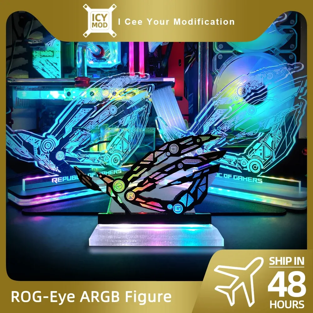 Przypadki argb rog figure Ornaments Republic of Gamers 5v3pin LED Rainbow Lighting Aura Sync Gamer Gamer Acrylic Lighting Baza oświetlenia