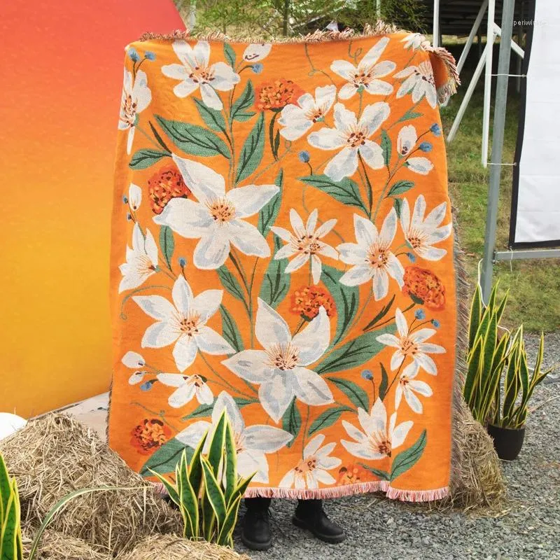 Coperte lancio di fiori a letti morbida coperta di divano di divano in poliestere di cotone 130 160 cm per il tempo libero per coprire quattro stagioni a casa