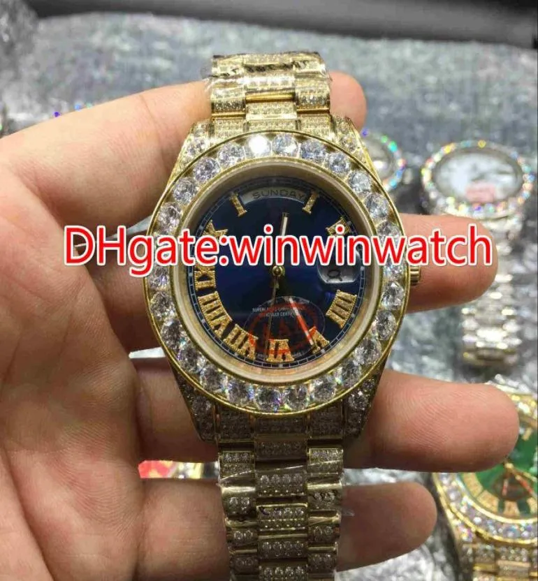 Riesige Diamonds Lünette Handgelenk Uhr 43mm Hip -Hop -Rapper Vollfahrt Gold Hülle Automatische Uhren 9747988