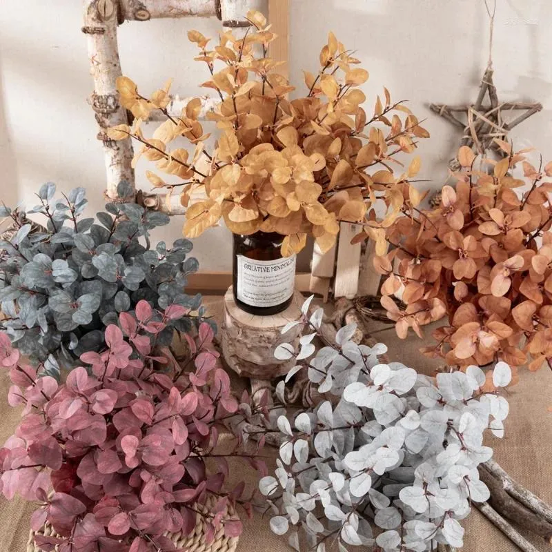 Decorative Flowers Artificial Eucalyptus Forest Apple Leaf Wedding Home Garden Decoration Fake Plant Autumn Branch Plastic Decor