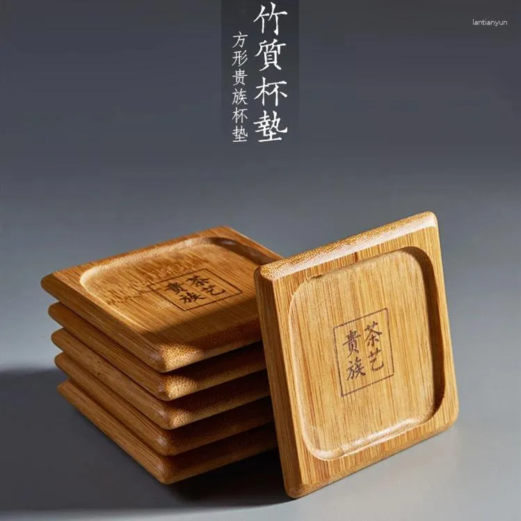 Vassoi di tè 4pcs/lotto 7x7 cm semplice sottobicchieri di bambù Accessori quadrato impermeabile