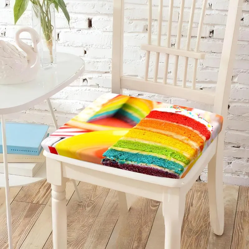 枕カラフルなケーキ印刷椅子メモリフォームシートS洗える洗濯可能なコートコンフォートチェアパッドダイニングルーム車椅子の装飾用