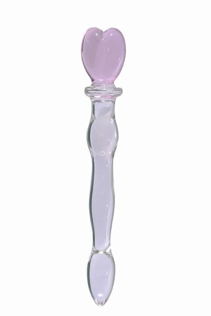 巨大なPyrex Glass Dildoanal 3 Beads Butt Plug Toyscrystal Massager Pleasure Wand Heart Shape Adult Sex Toys for CounterPink S9216749813