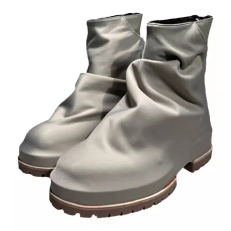 На Fair-Fax Falls Satin Big Round Toe Nylon Boots Luxury Lox Losgy Design Mid-Calf Boots Boots Boots для мужчин