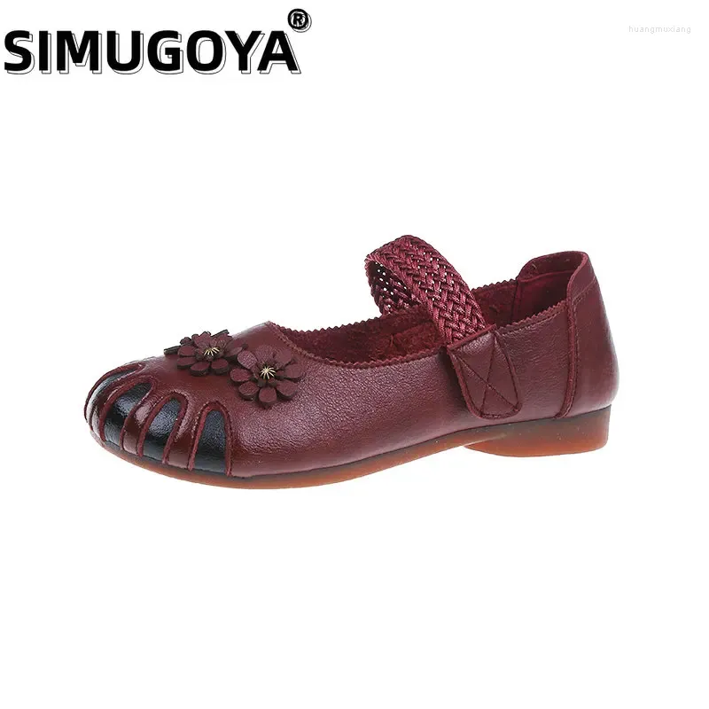 Casual Shoes SIMUGOYA Flat Women's Retro National Style Loafers Non-slip Breathable Mother Zapatos Planos Mujer
