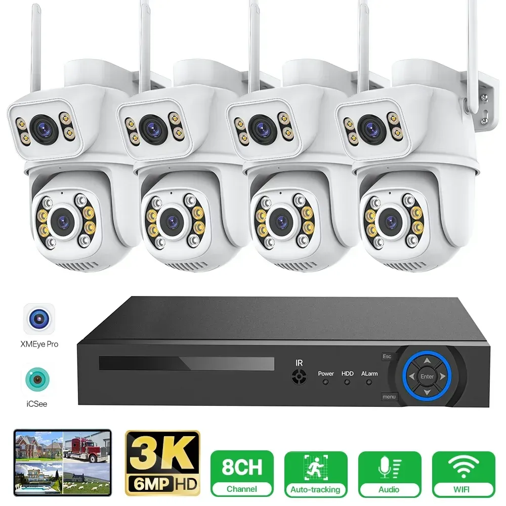System Poe NVR PTZ śledzony w podczerwieni Cam HD IP Dual Lens Waterproof CAM H.265 CCTV Home Securveillance Zestawy wideo