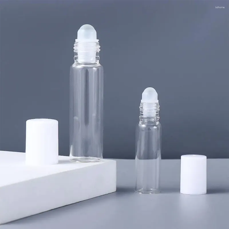 Lagringsflaskor 5st Portable 5/10 ml Rollerboll Bottle Eye Cream Glass återfyllningsbar container läppoljeflaskor reser parfymfodral