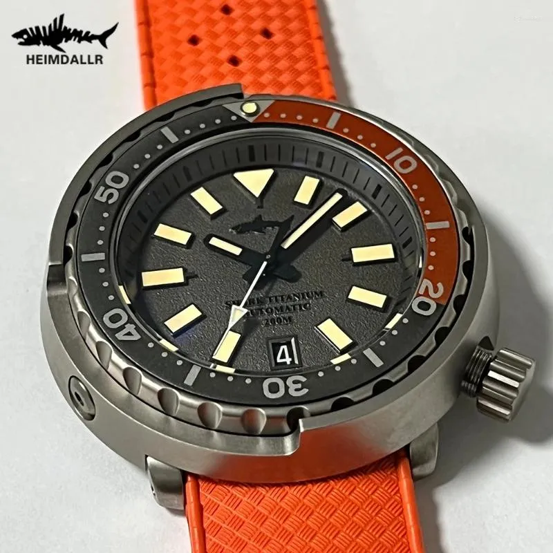 Wristwatches Heimdallr Watch Titanium Tuna 44MM Grey Dial Retro Luminous NH35A Automatic Mechanical Sapphire Ceramic Bezel 200Bar Waterproof
