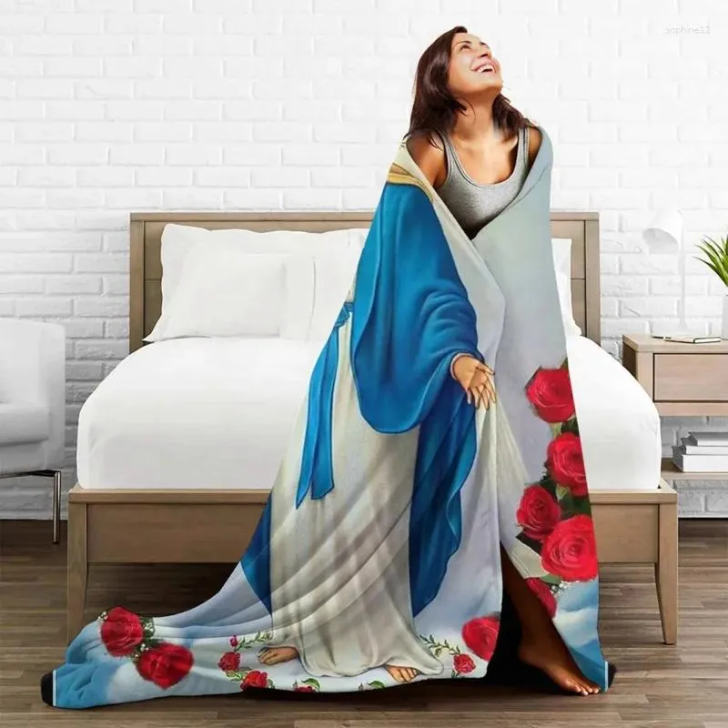 Coperte Gesù Vergine Maria coperta Decorazione tessile decorazione cristiana cattolica multifunzione calda tiro per il letto per ufficio