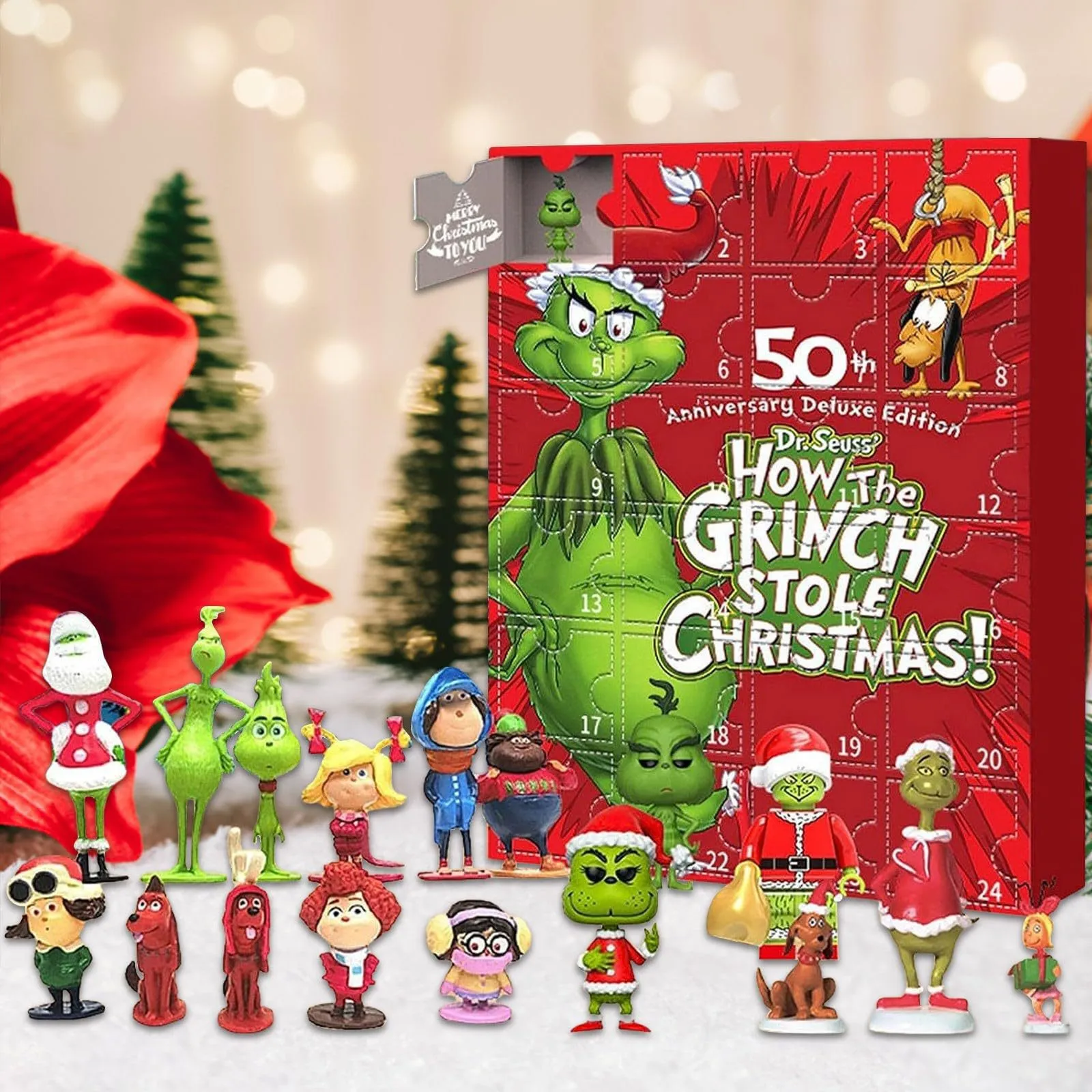Christmas Countdown 2024! Cute Elf Grinch Advent Calendar 24  Collectible Figures! Fun Kids' Christmas Toys Gifts Buy Now!