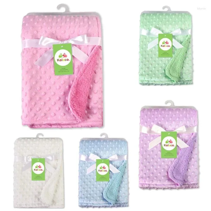 Filtar baby filt swaddling född termisk mjuk fleece vinter solid sängkläder set bomull quilt spädbarn söt