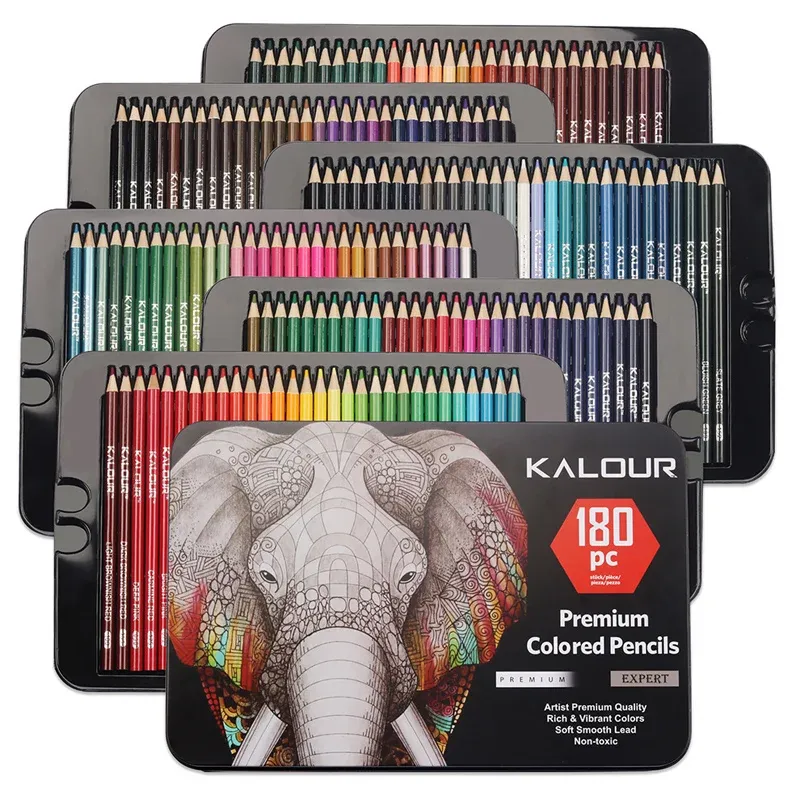 Lápis Kalour Professional Colored Lápis, 50/72/120/180/240 Cores definidas para desenhar sombreamento de desenho, lápis para colorir para adultos crianças