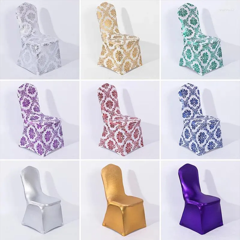 Couvre la chaise 6pcs Embarcage en or Elastic imprimé pour le mariage haut de gamme EL Mariage One Piece en relief