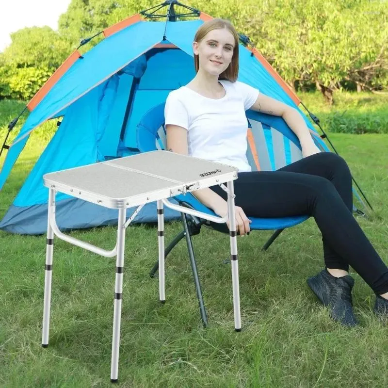 Meble obozowe składanie stolika kempingowego 3 stopy przenośny aluminiowy na zewnątrz regulowana wysokość lekka na pikniki