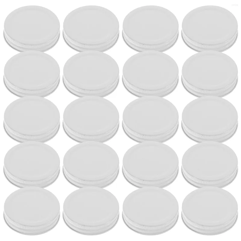 Cineros 20 PCS Tapa de tintplate Mason Jar Integrada (70 mm de negro) 16 piezas Cubiertas de enlatado reutilizables Tapa ancha de boca regular