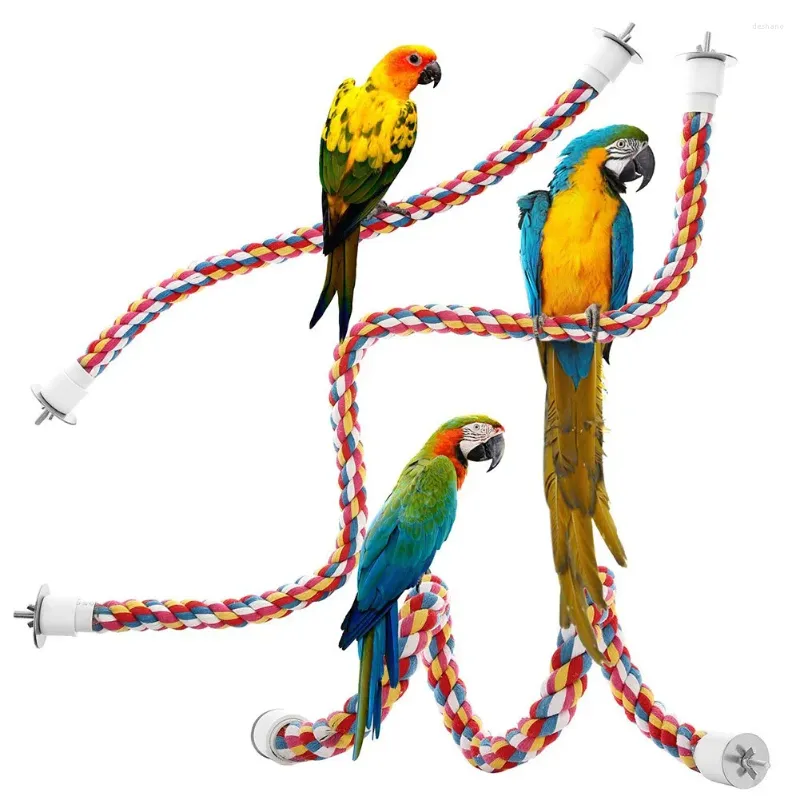 Autres fournitures d'oiseau perroquet Toys Cotton Corde Colorful jouet mâcher des perchoirs pour accessoires en cage outil de soins pour animaux de compagnie durable