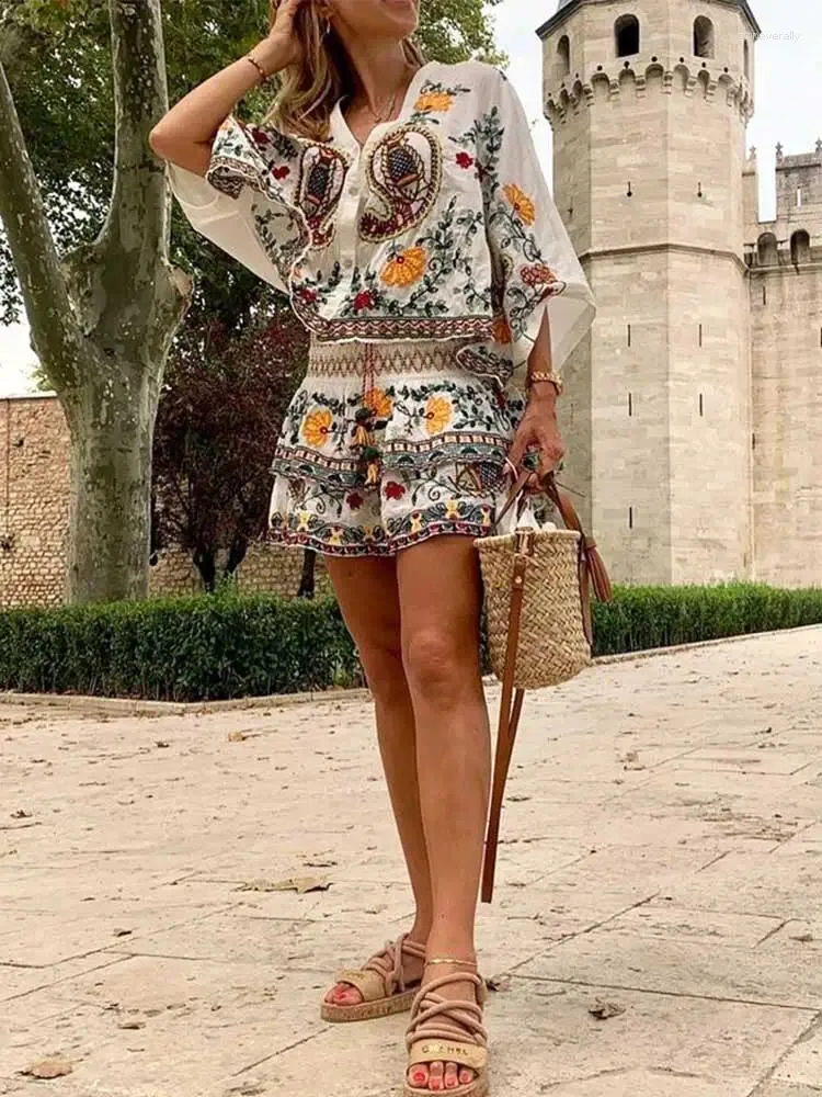 Flordevida Bohemian Floral Embroidered Two Piece Zari Work Dress Set For Women Elastic High Waist Skirt And Shirt Perfect For Casual And Beach Wear From Guineverally 37.78 DHgate.Com
