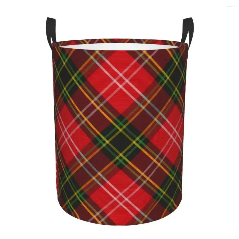 Laundry Bags Folding Basket Tartan Plaid Checkered Pattern Dirty Clothes Toys Storage Bucket Wardrobe Clothing Organizer Hamper