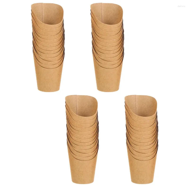 Tasses 50 pcs crème glacée tasse quotidienne à utiliser les porte-collations French Frises Container jetable sandwich kraft en papier tasses Popcorn multifonction