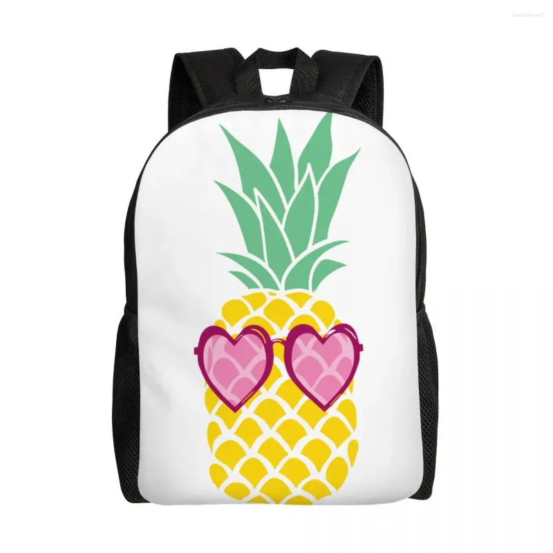 Plecak unisex na ramię swobodny ananas z szklankami serc kształt torba szkolna podróżna laptopa