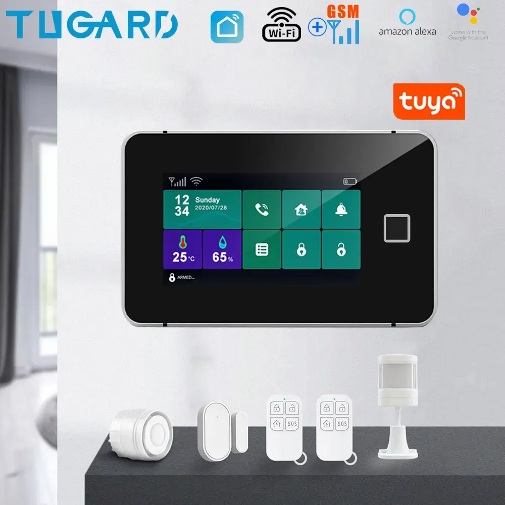 Cameras Tugard G60 Tuya WiFi GSM Sécurité Système d'alarme d'alarme d'empreinte armée Humidité Afficher